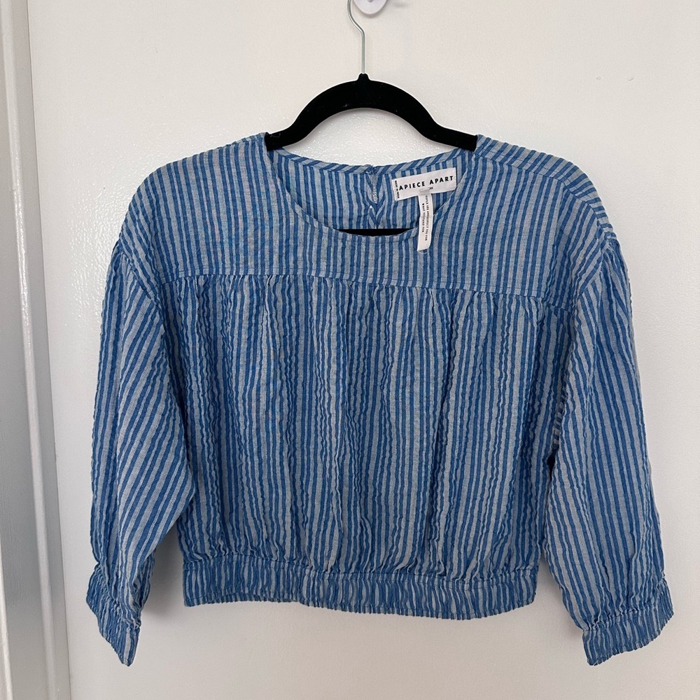 Apiece Apart New York 100% Cotton Blue Stripped Blouse size XS
